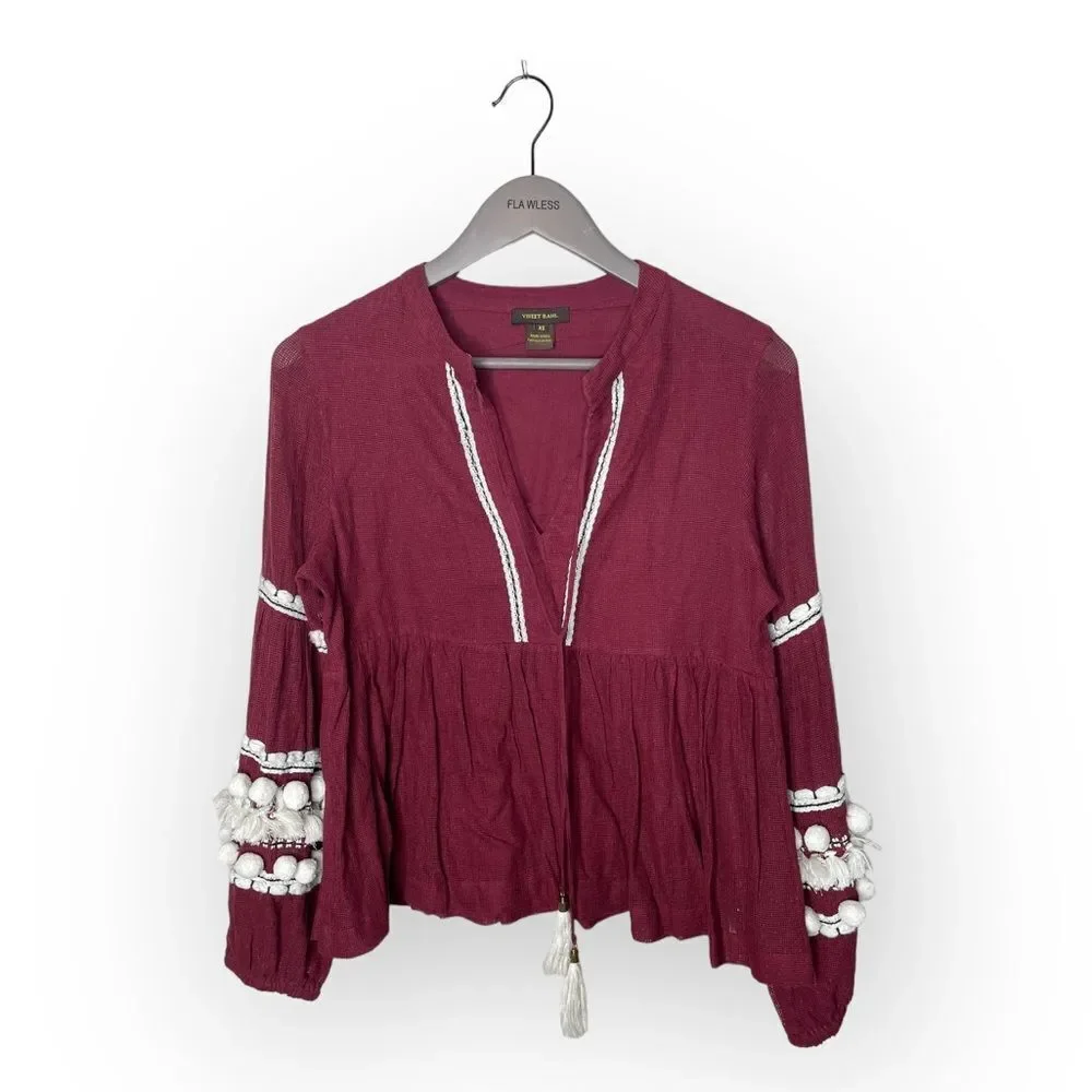 Anthropologie Nisha Peasant Top by Vineet Bahl $138 Sz XS
